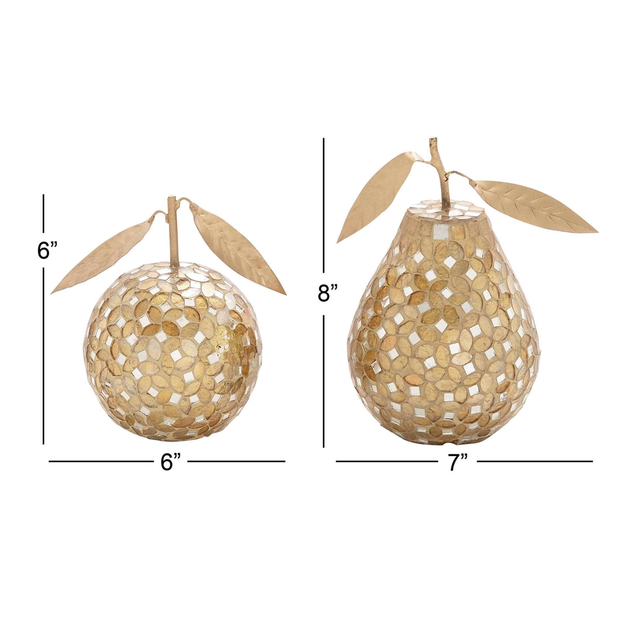 Gold Metal Glam Fruit Sculpture Set